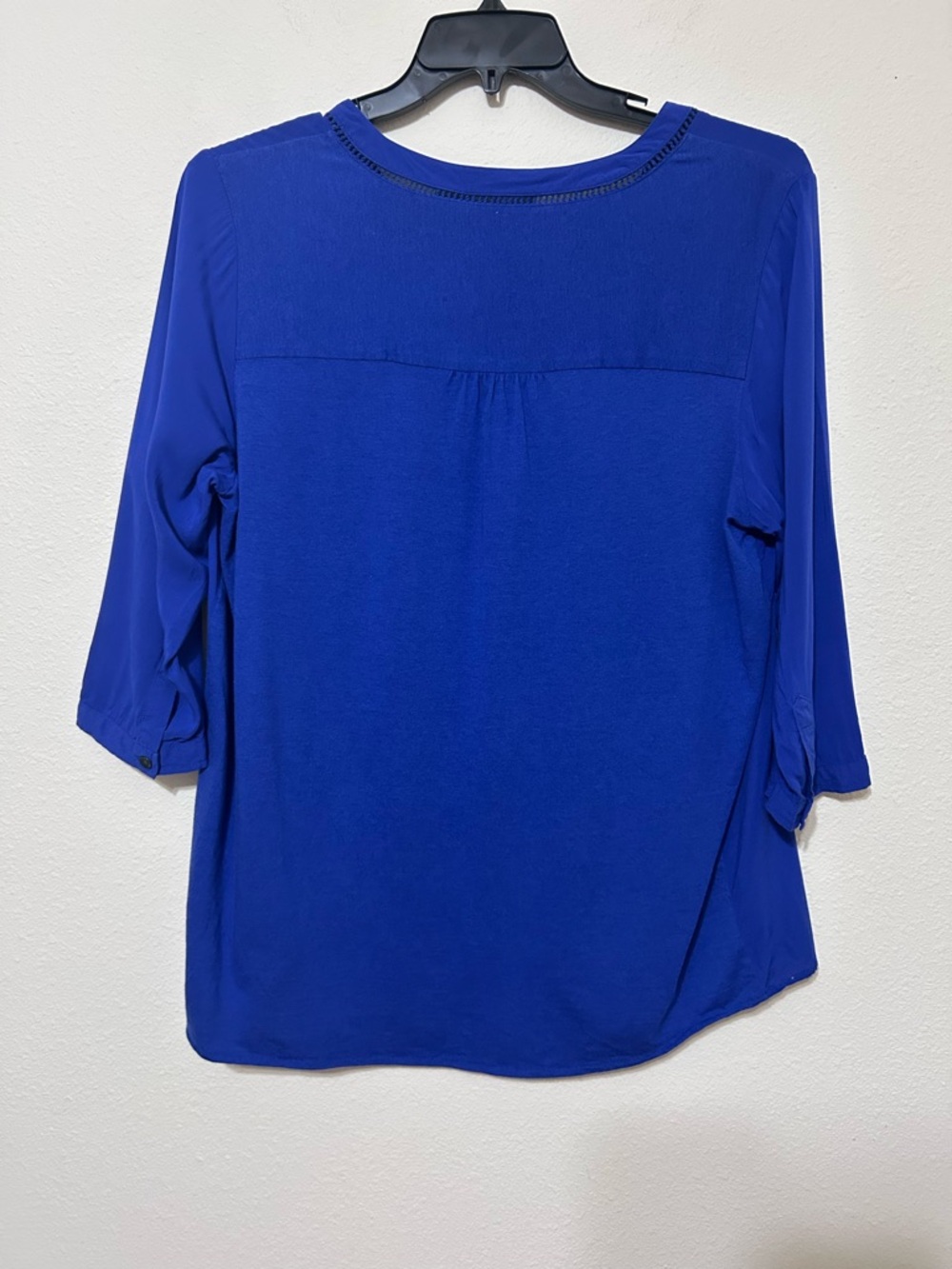 DKNY JEANS Cobalt Blue Rayon Blend 3/4 Sleeve Blouse - Women’s Large - Picture 6 of 7